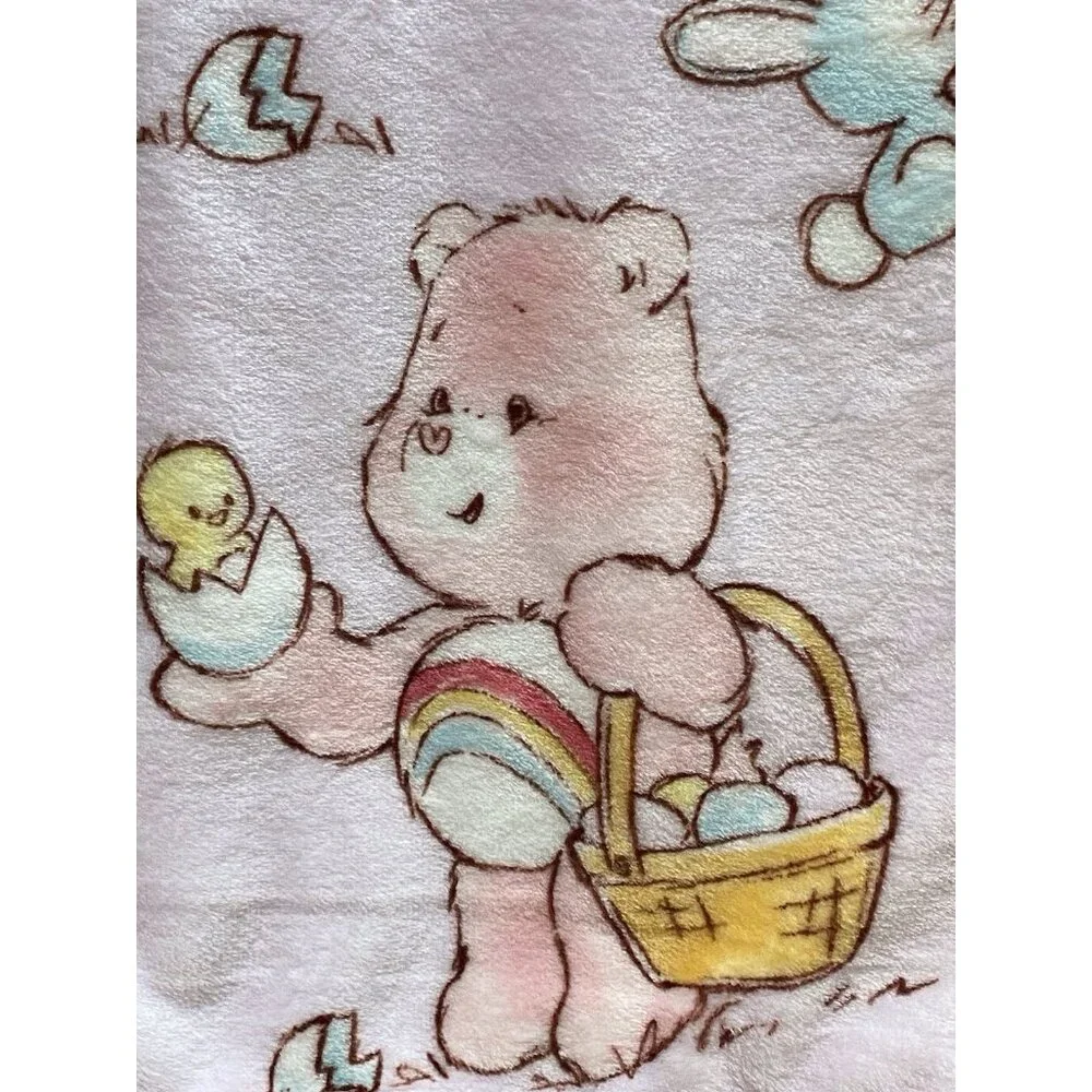 Care Bears Easter Eggs‎ Bunnies Chicks Throw Blanket 50”X 70” Cheer Bear NEW
